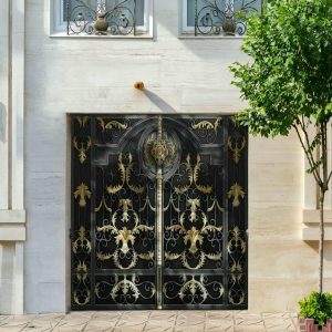 villa - door - wrought - iron - py خرید درب حیاط آهنی زیبا و مقاوم