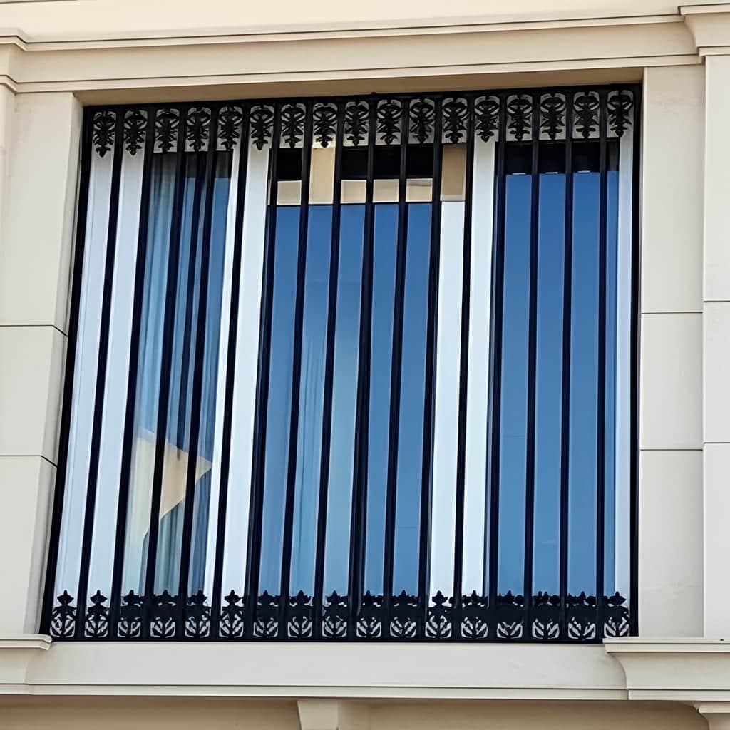 حفاظ پنجره ساده خطی قاب‌دار برای اجرای مقاوم نمای ساختمان