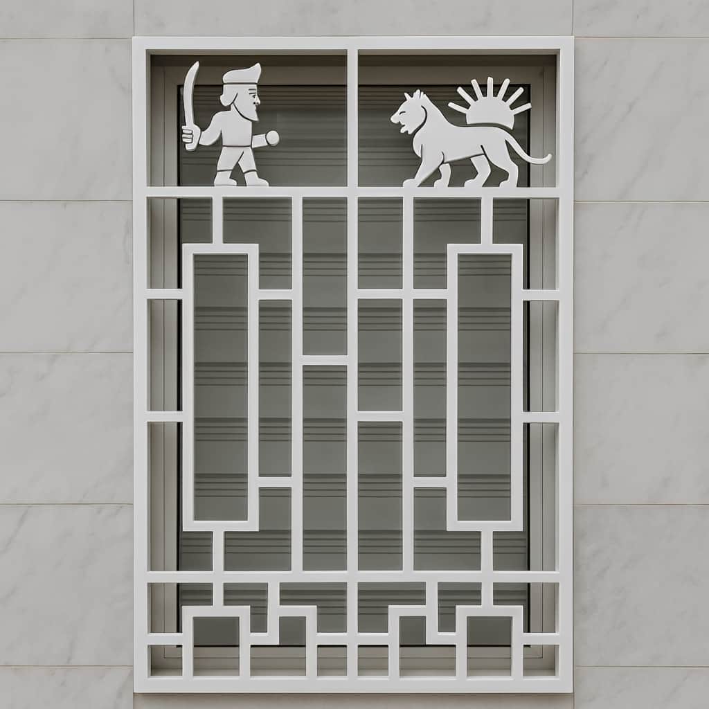 حفاظ پنجره فرفورژه گل نرده گل‌دار مناسب سفارش نمای کلاسیک