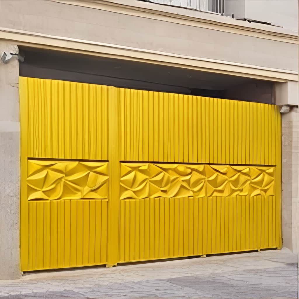 درب پارکینگ برش لیزری طرح هندسی مربعی برای سفارش نمای منظم