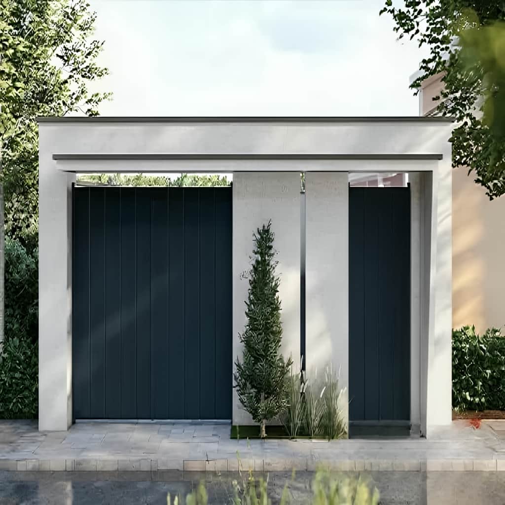 7 نمونه درب پارکینگ فلزی نمای ساختمان