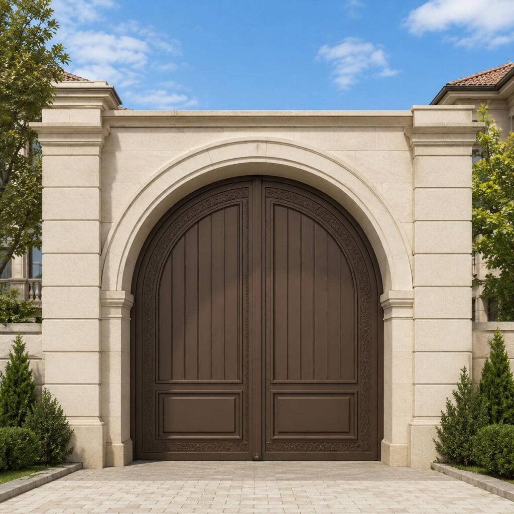 درب پارکینگ دو لنگه عریض مدرن مناسب اجرای نمای ساده