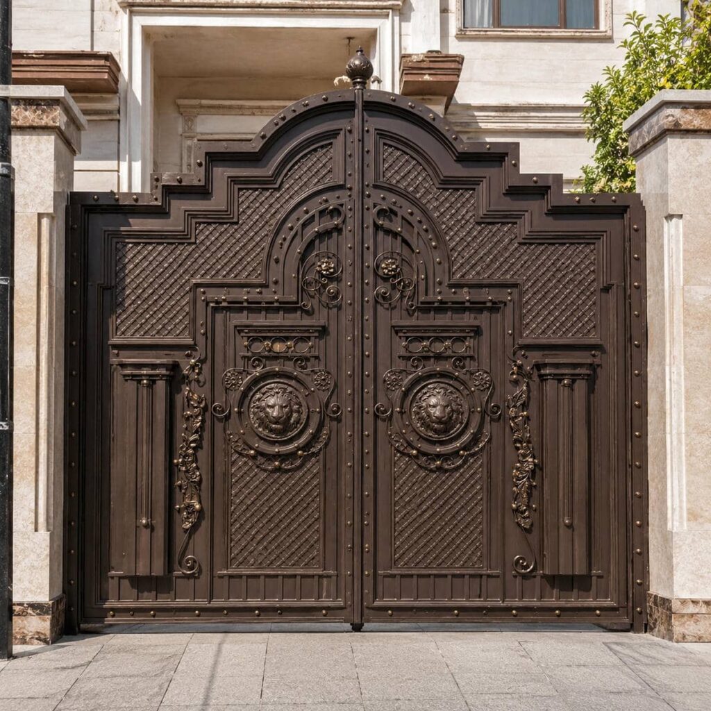 درب حیاط نمای آجری ساده برای اجرای آجرکاری پرنقش