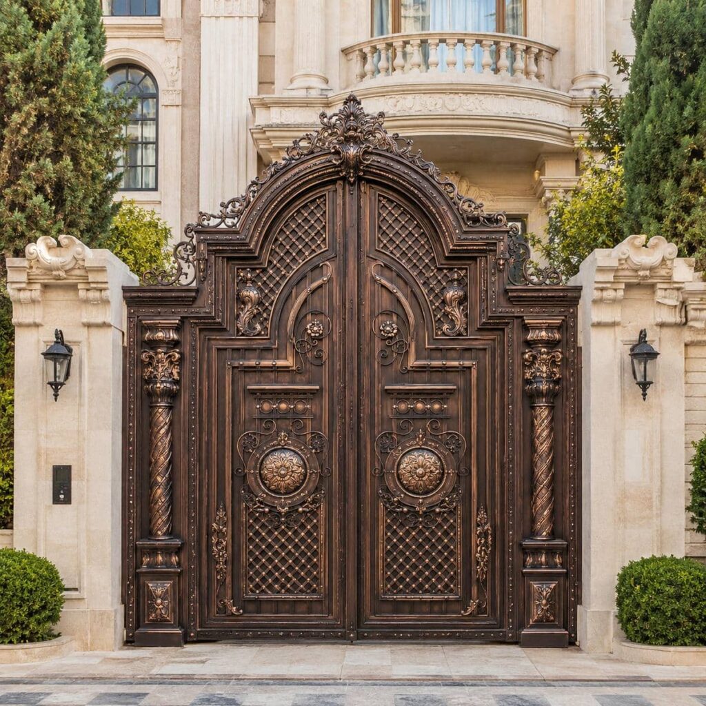 درب پارکینگ دو لنگه عریض تمام پوشیده برای حریم بیشتر