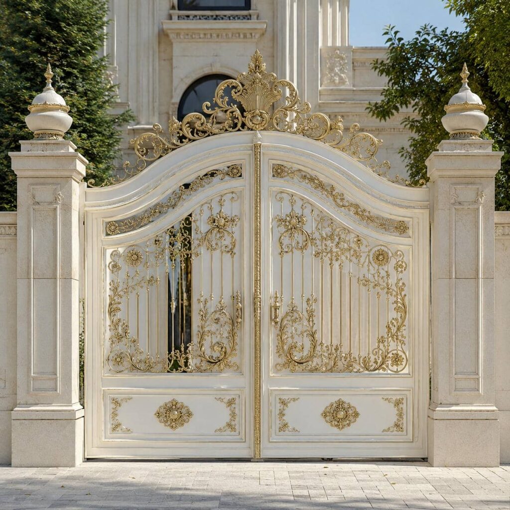خرید درب پارکینگ مشکی طلایی با مقایسه مدل مدرن و کلاسیک