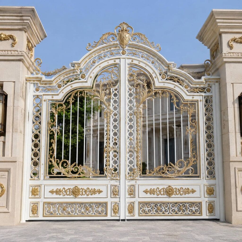 اجرای درب حیاط ورق پانچ با پوشش ضدزنگ