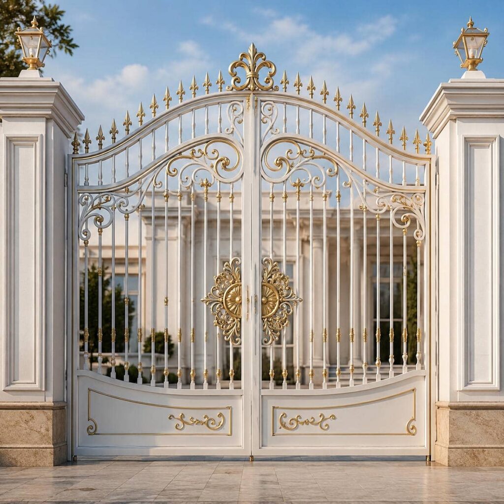 خرید درب ویلایی فرفورژه نمای رومی مدل سرنیزه‌ای