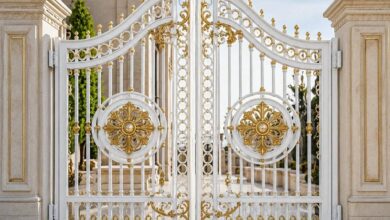 9 طرح درب حیاط سفید طلایی
