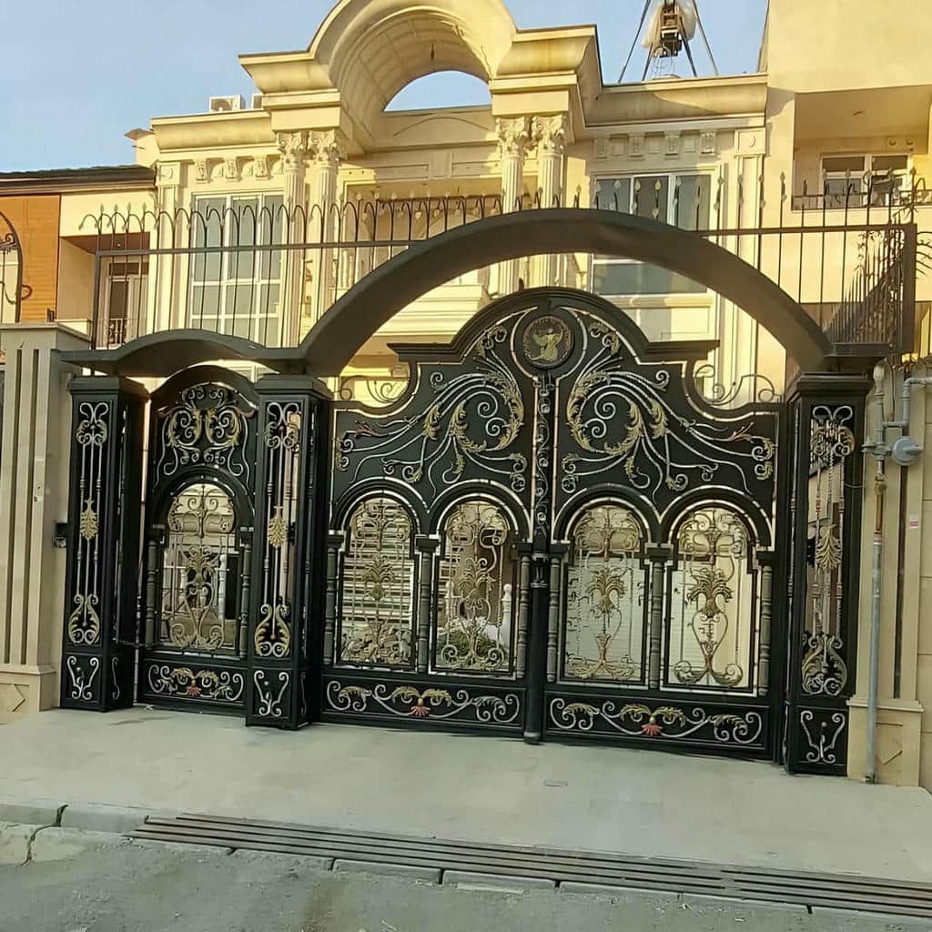 درب پارکینگ آهنی ریلی با چرخ فلزی بلبرینگی برای حرکت روان