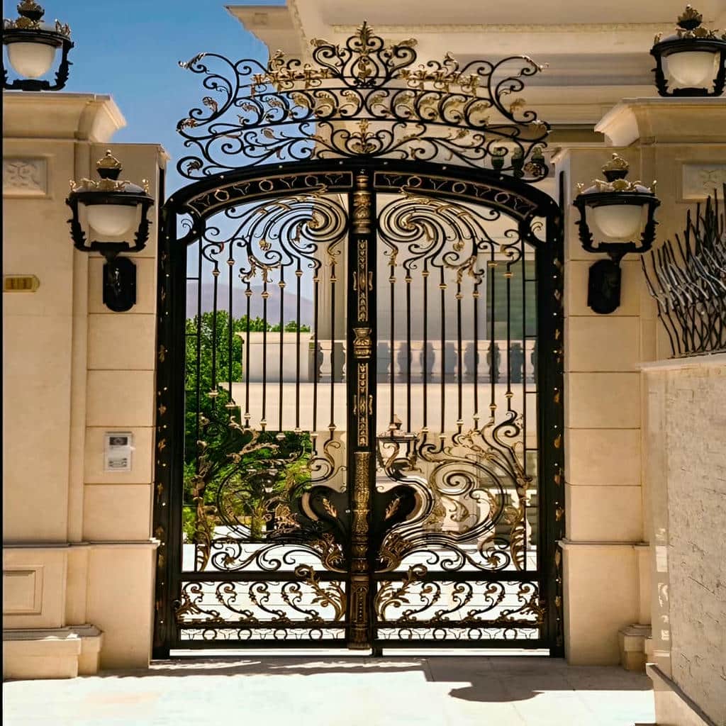 درب پارکینگ کلاسیک کتیبه دار قوسی برای خرید ورودی رسمی