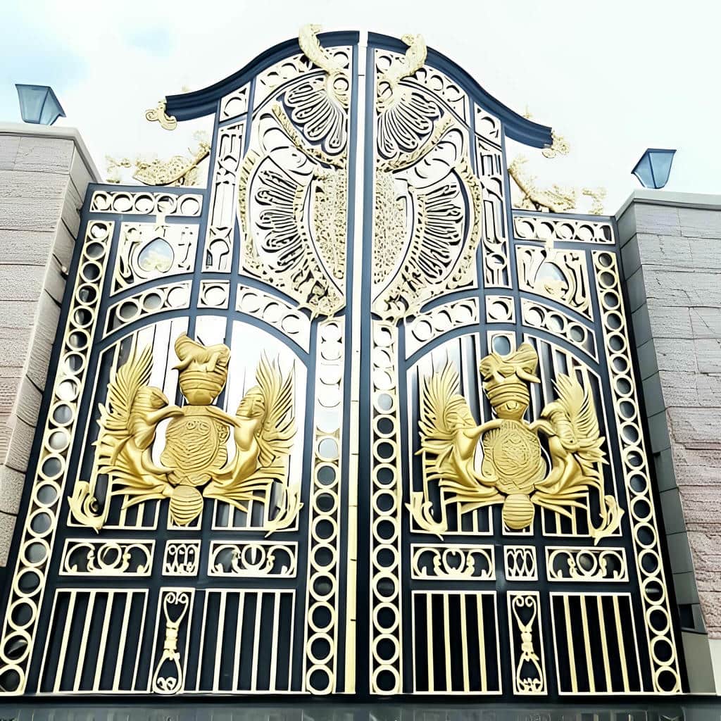 خدمات نصب درب آهنی کلاسیک کتیبه دار برای ورودی پرتردد