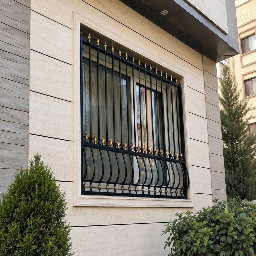 حفاظ پنجره مشکی طلایی نما با قیمت وابسته به رنگ و جزئیات