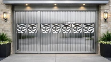 8 نمونه درب پارکینگ برش لیزری طرح هندسی