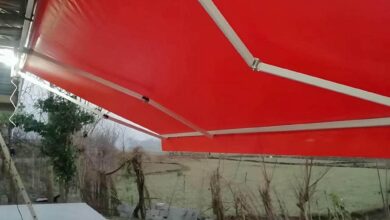 سایبان تراس مدل ایرانی با پوشش پارچه ای