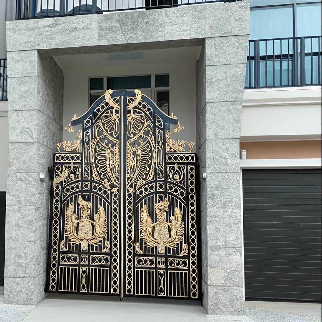 درب پارکینگ آهنی با طرح متناسب نمای مدرن