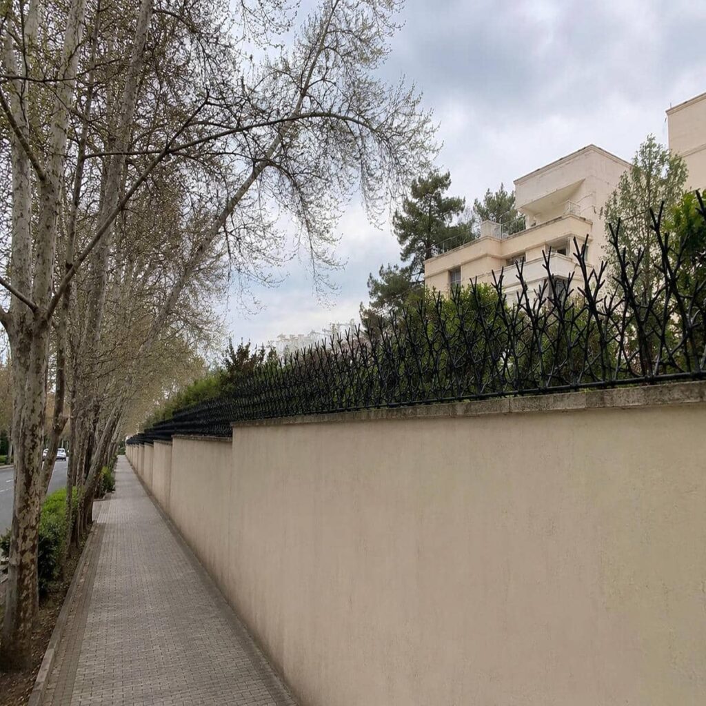حفاظ شاخ گوزنی مشکی روی دیوار ساختمان
