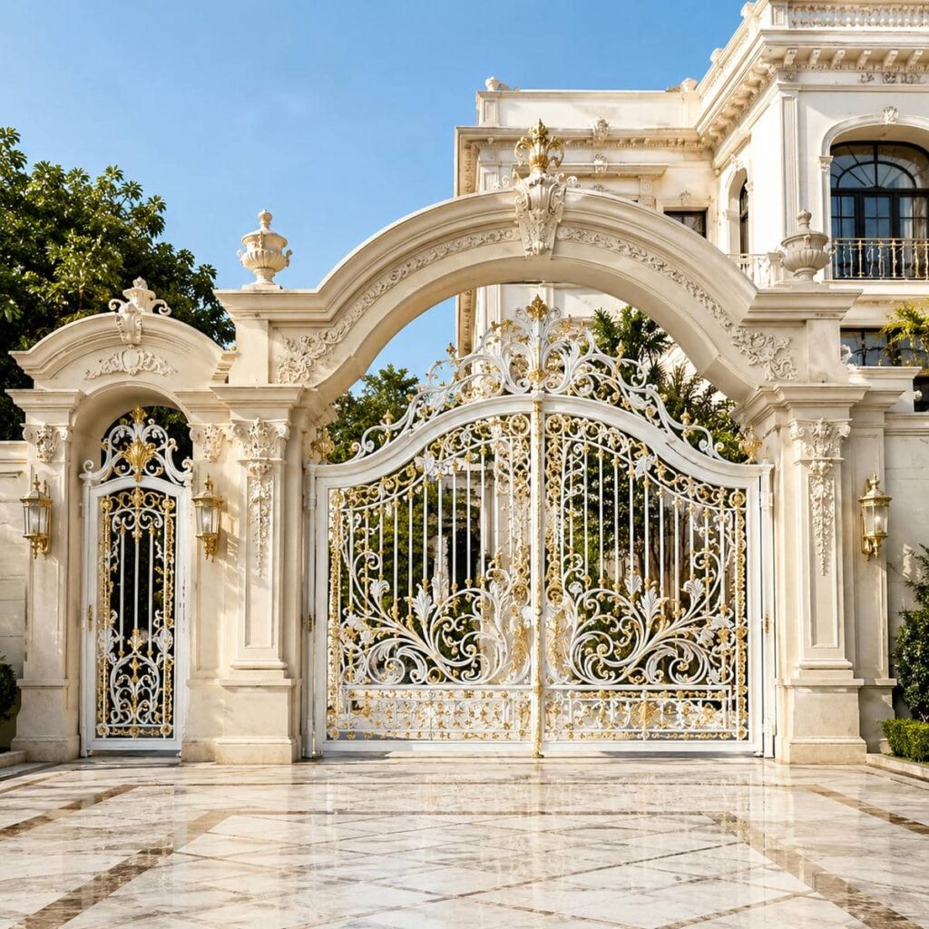 درب حیاط فلزی یاسوج نمای ورودی ساختمان