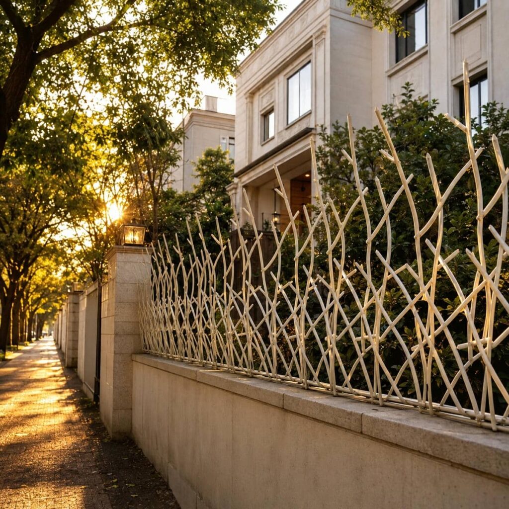 نرده دیواری ساری در نمای ساختمان مدرن