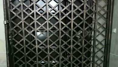حفاظ درب آکاردئونی فلزی کرمان با طرح شبکه‌ای